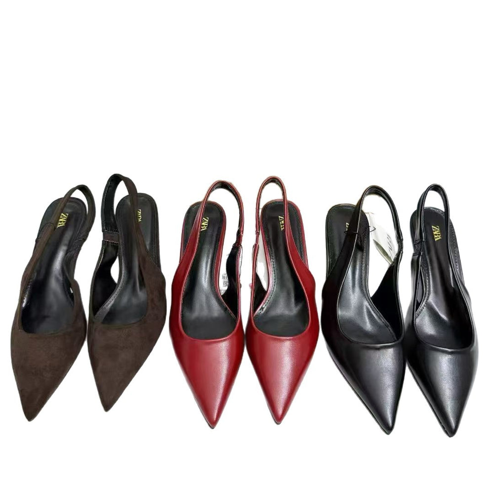 Za2026summernew arrivalcasualelegant high-heeled sandals for women with pointed toe fairy style back strap toe thin heels for women
