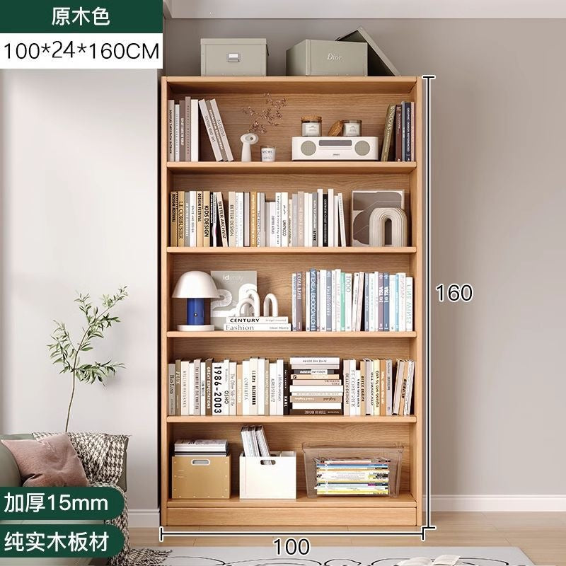 Solid wood bookshelf living room simple floor bookcase student storage rack children's home multi-layer bedroom storage cabinet