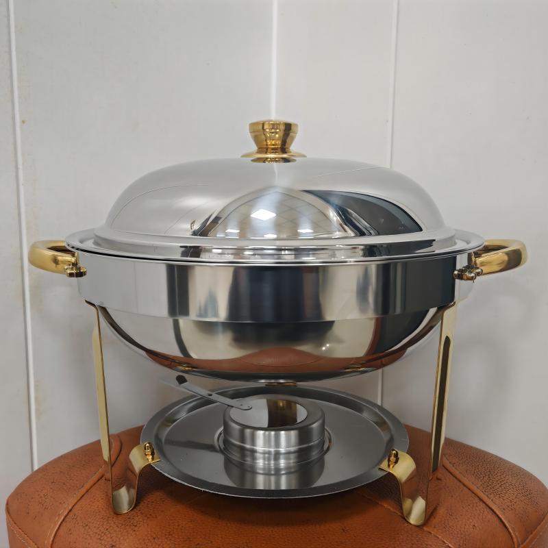 Stainless steel gold-plated mini buffet warmer set - hotel-grade alcohol-fired food warmer - cross-border supply
