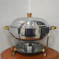 Stainless steel gold-plated mini buffet warmer set - hotel-grade alcohol-fired food warmer - cross-border supply