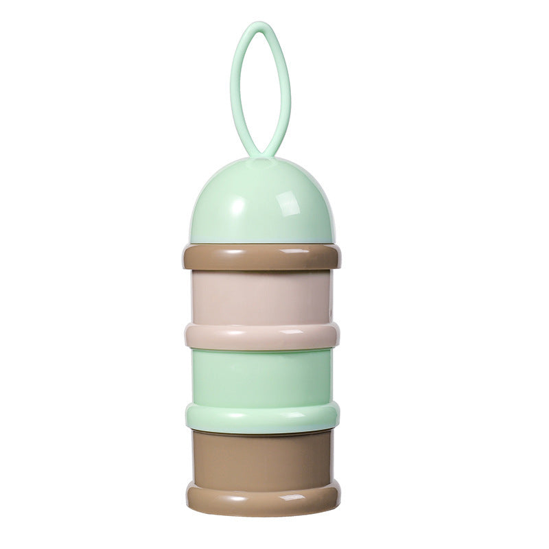 Portable baby milk powder box, sub-packaging milk powder can, independent sealing of milk powder compartment away from light, portable out milk powder storage box