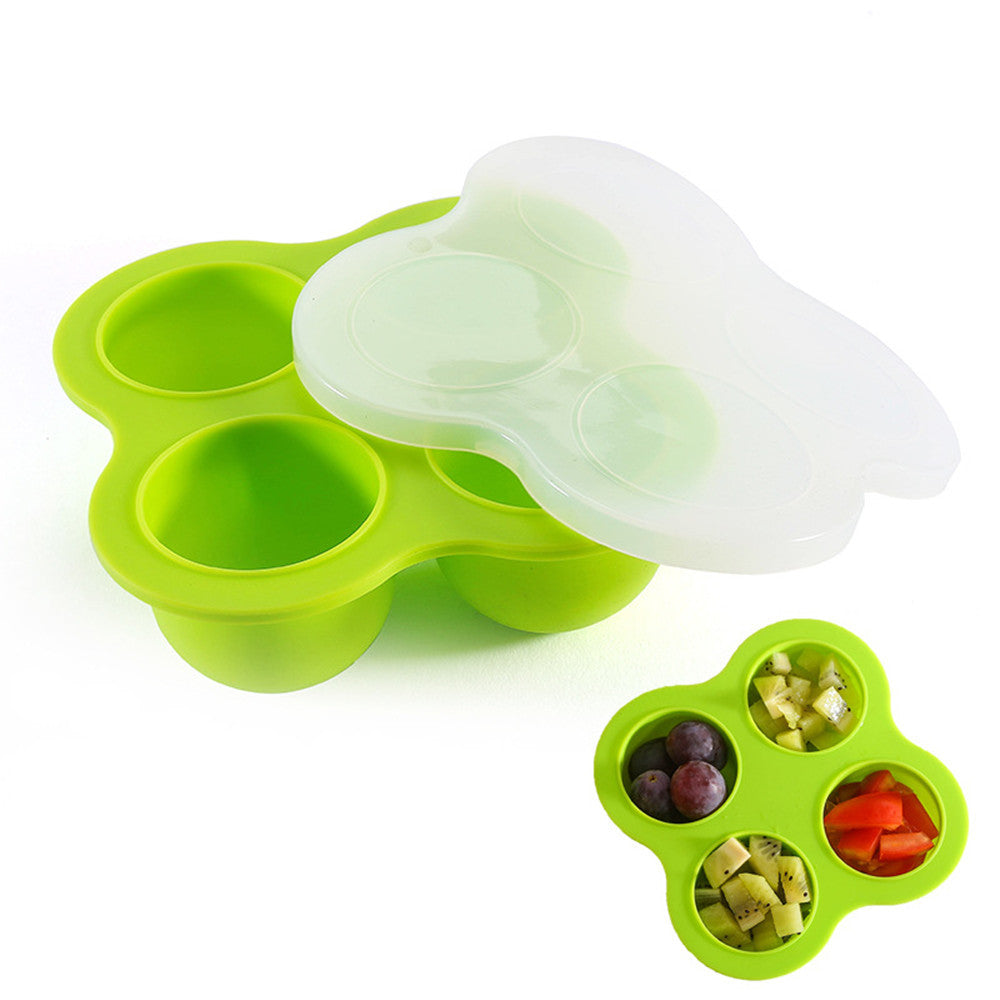 4-hole silicone baby kids food supplement box sealed crisper box ice grids ice cream fruit ice mold baking cake pan