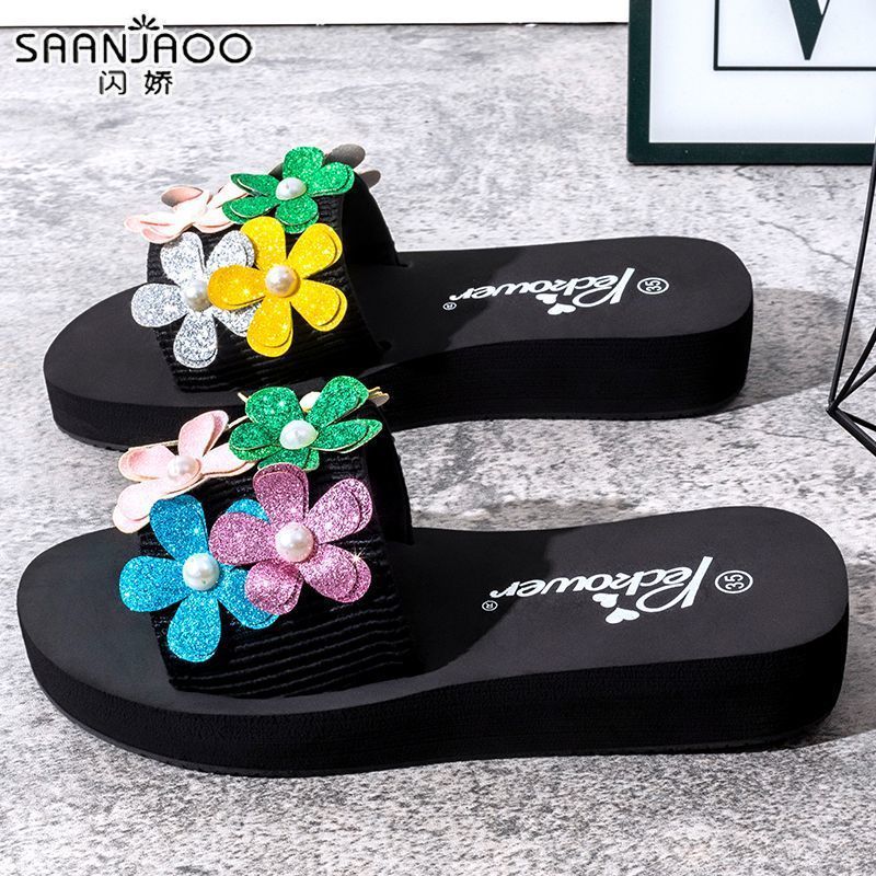 Anti-fall plaidthickened princess style women's flip-flops ultra-light trendyins home and outdoor stain-resistant summer sandals