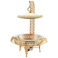 Luxury gold stainless steel hot pot - professional-grade buffet warmer with alcohol burner, ideal for hotel banquets. in stock
