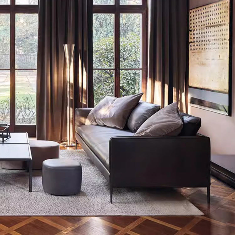 Custom genuine leather sofa: luxurious italian minimalist modern latex nordic down living room set - perfect for small spaces