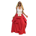 European and american cross-border women's fashion:  summer new arrivals - high-waisted, slimming, striped, asymmetrical a-line maxi skirt