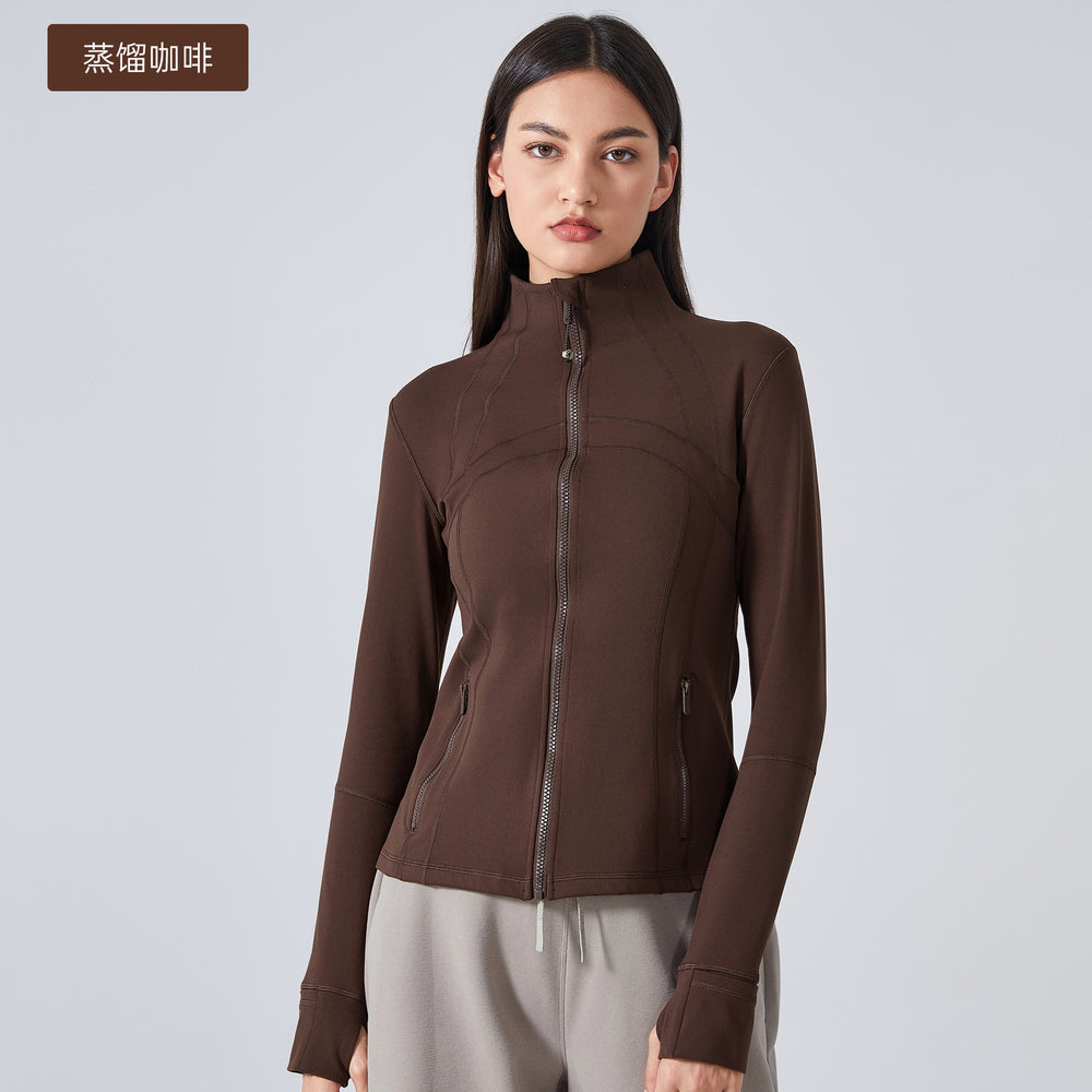 Fall and winternew arrival thin velvet yoga wear topsoutwear women's waist slimming look running heattechlong sleeves fitness wear daw178
