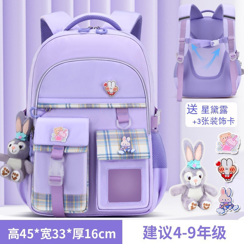 Manufacturer's new schoolbag for primary school students, female cute, lightweight, ridge protection, large-capacity high-quality children's backpack 1-6