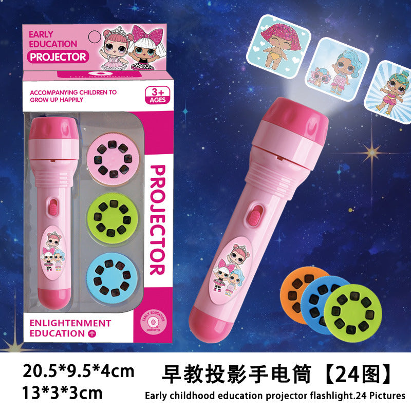 Kids' light-up projector flashlight - bedtime toy, early education, cognitive learning, animal & ocean patterns, multiple projection designs
