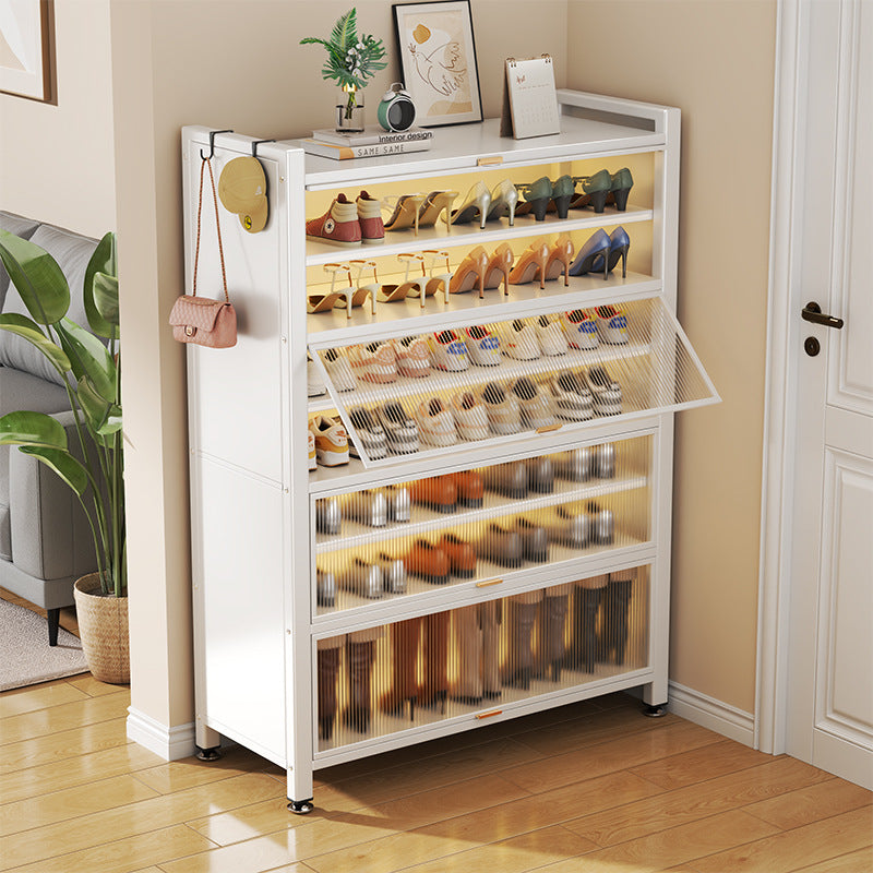 For home steel shoe cabinet door all-in-one cabinet entrance shoe rack large capacity dustproof flip-up door multi-layer storage rack
