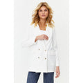 Amazon fashion white button suit outwear women  spring new arrivalloosecasualflap pocket pantstops