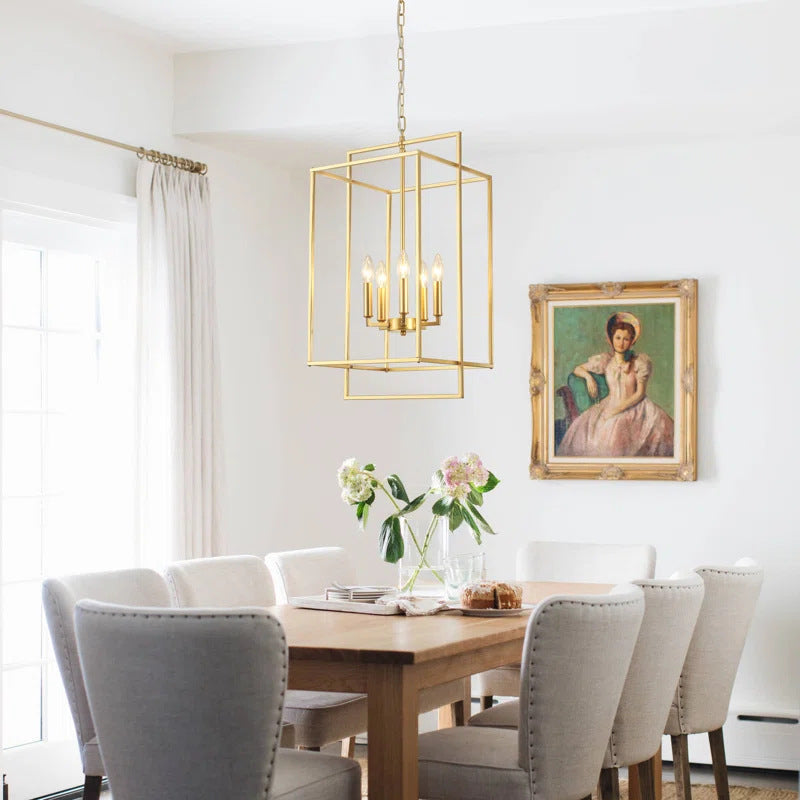 Cross-border special wayfair American chandelier rectangular style wrought iron lamp suitable for restaurant living room exhibition chandelier