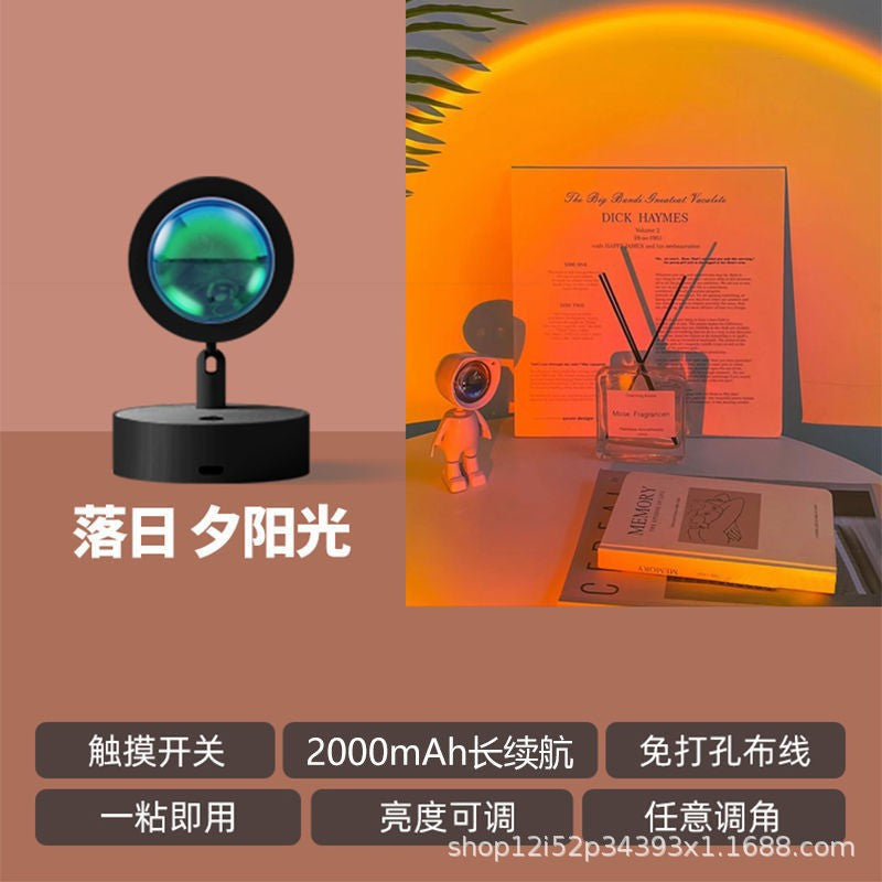 Popular wireless remote control charging sunset lamp sunset lamp wall lamp wiring-free atmosphere background wall decorative painting lamp