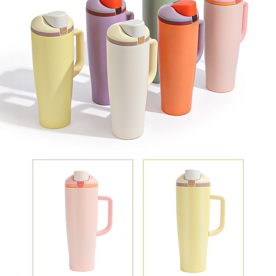 New fruit-themed insulated tumbler, 30oz cross-border handheld insulated cup, 304 double-walled stainless steel flip-top tumbler - wholesale