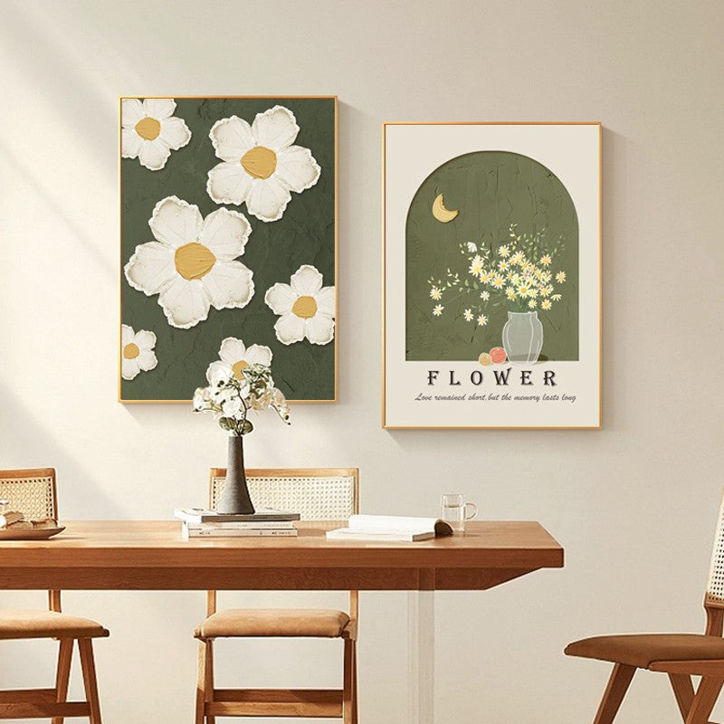 Small fresh flower living room decorative painting texture painting ins healing department cream wind pendulum painting flower dining room wall hanging painting