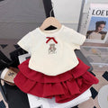 Girls' fashion set:  summer new arrival - stylish cartoon short-sleeve top and shorts two-piece outfit - wholesale supply