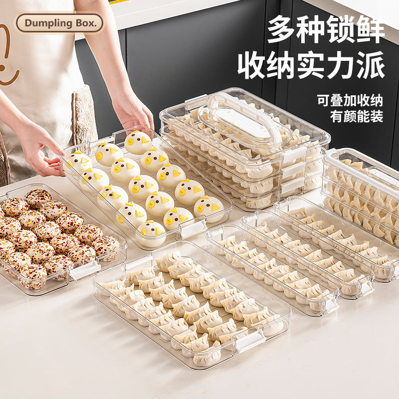 Large size narrow side dumpling box storage refrigerator household food grade frozen dumplings chaotic sealed fresh-keeping box