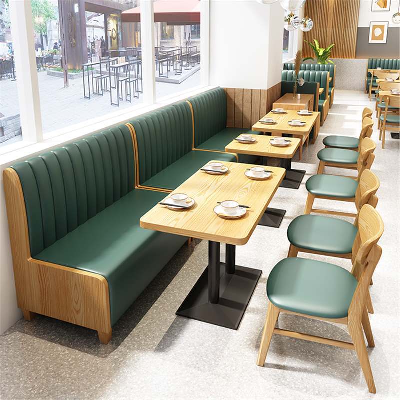 Coffee Western Restaurant Storage Card Sofa Catering Hotel Dessert Milk Tea Shop Restaurant Solid Wood Table and Chair Combination