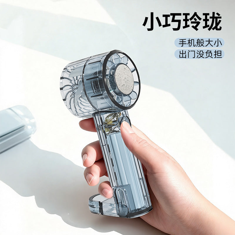 2026 new cross-border ice pack transparent fan - usb mini portable outdoor turbine handheld with carabiner, high wind power