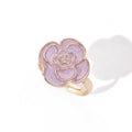 Fashion cross-border ins oil drop flower ring fashioneasiest for matchniche stylesense of design pearlescent opening adjustable hand jewelry