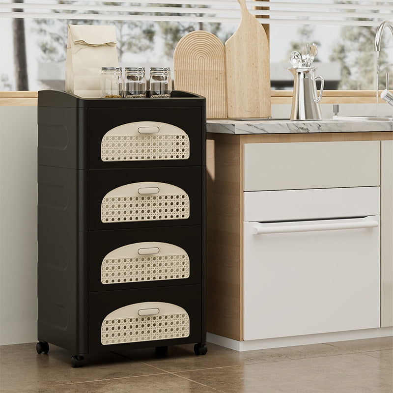 Household trolley foldable storage rack multi-functional finishing box living room bedroom dustproof thickened snack storage cabinet