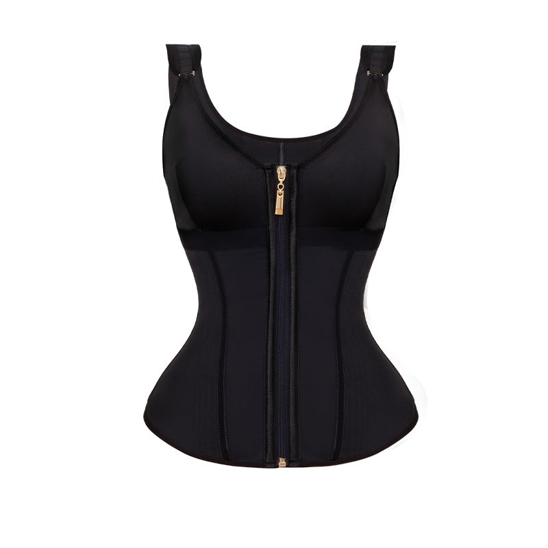 popular mesh vest shapewear zipper double-layer tummy control corset breathable tight shapewear tops wholesale