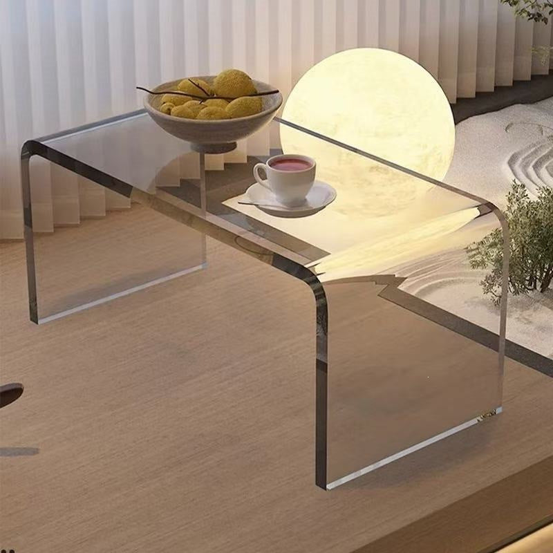 Acrylic coffee table, transparent suspended light luxury, high-end, popular side table, cream style, master bedroom balcony, bay window, small table