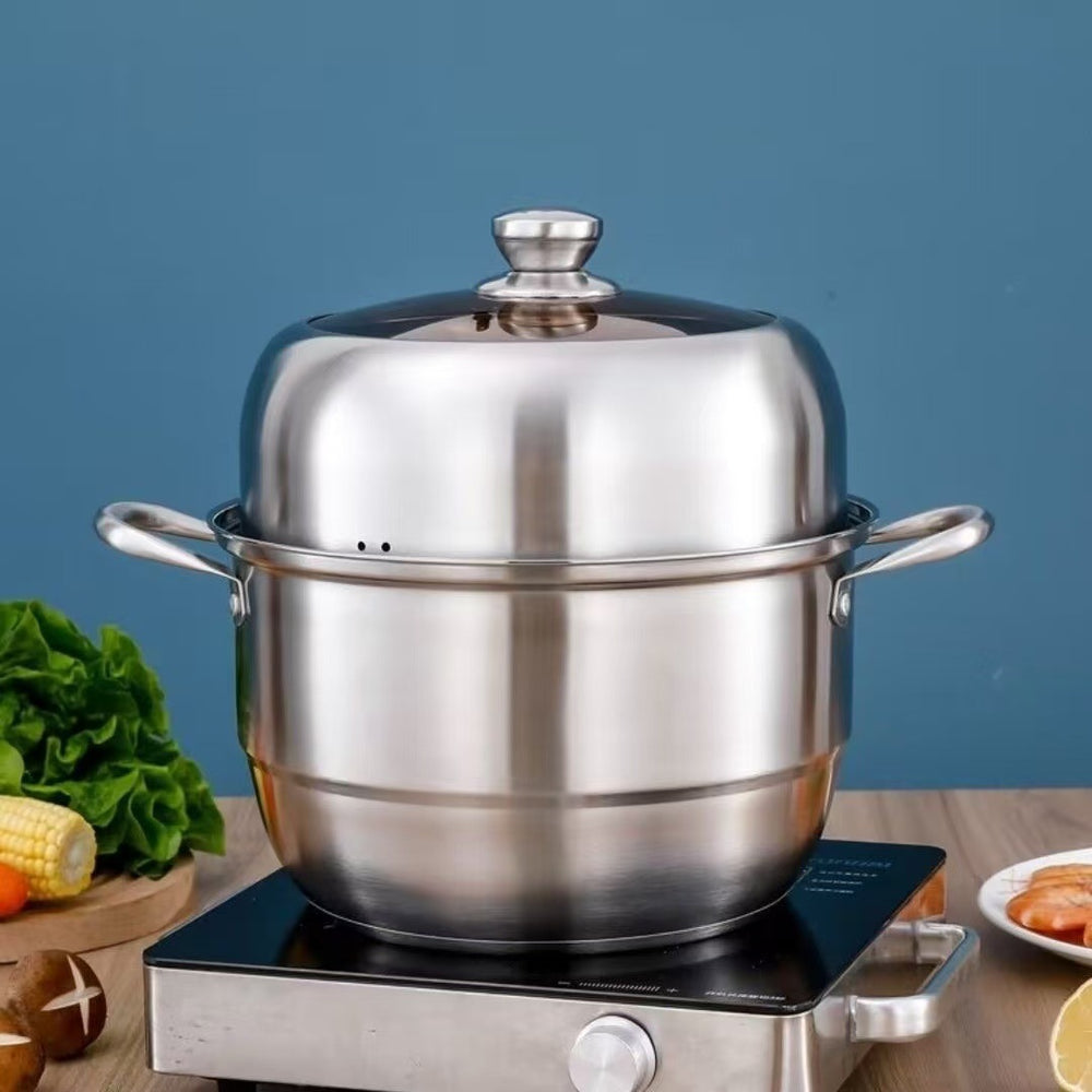 Stainless steel thickened european-style multi-layer steamer - induction cooker compatible, multi-functional home steaming pot, three-tier steamer - perfect for corporate gifts