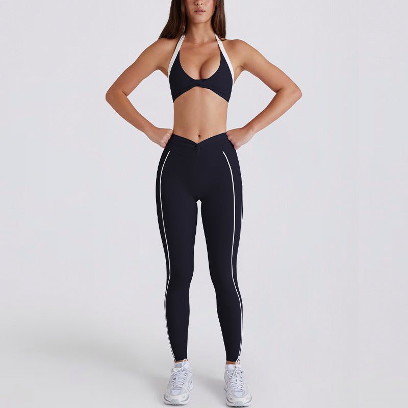 color block twist high-waisted butt-lifting yoga shorts, pants, tank top, running sports bra, yoga outfit set for women
