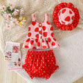 Children's clothing shein cross-border girl suit suspender tops+shorts+hat suit