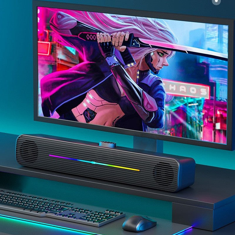 Soundbar rgb color light desktop speaker computer long bass multimedia wireless bluetooth audio