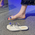 New fashion transparent sapphire butterfly flip-flops women's summer outwear new crystal non-slip popular beach flip-flops