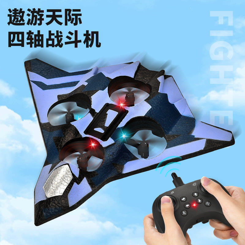 kids remote control fighter drone rechargeable and drop-resistant foam model aircraft four-axis glider boy toy