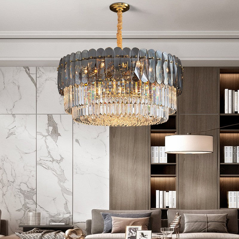 Light luxury crystal lamp creative living room chandelier post-modern simple atmosphere high-end villa Hong Kong-style restaurant bedroom lighting
