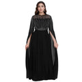 C7392 cross-border   fashion women's elegant hotfix rhinestone see-through dress