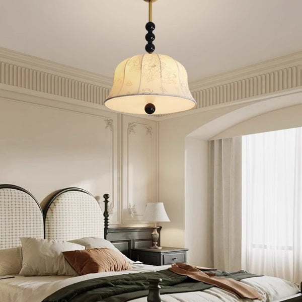 French retro ceiling lamp bedroom main lamp romantic and warm Nanyang American living room study lamp fabric light luxury chandelier