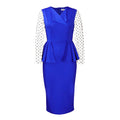 D283 cross-border supply  new temperament commuter mesh splicing v-neck ruffle pencil skirt european and american dress