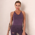 European and american seamless washed sports tank top women's slim fit striped sexy fitness vest high elasticity yoga bra