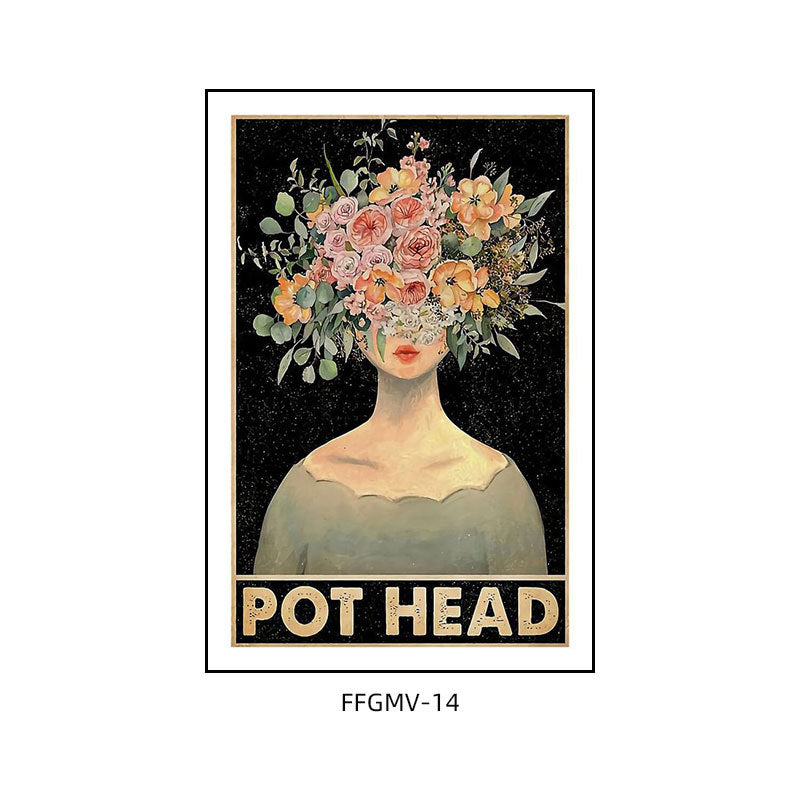 Bar decoration painting retro music dining bar restaurant KTV box hanging painting cafe clear bar abstract beautiful woman mural