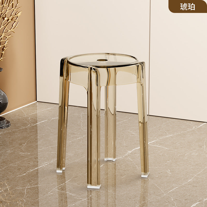 Minimalist chic stool - commercial grade, thickened, stackable, transparent round stool chair - acrylic chair, plastic stool for home use