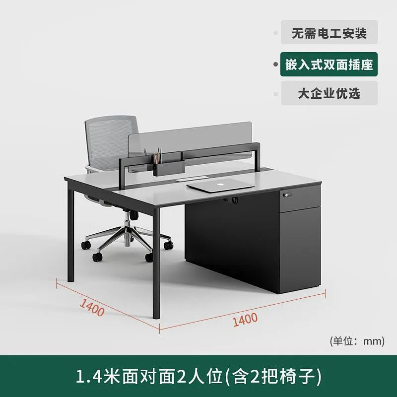 Office desk set for 2, 4, or 6 employees - modern minimalist workstation with chairs, ideal for office spaces and workstations