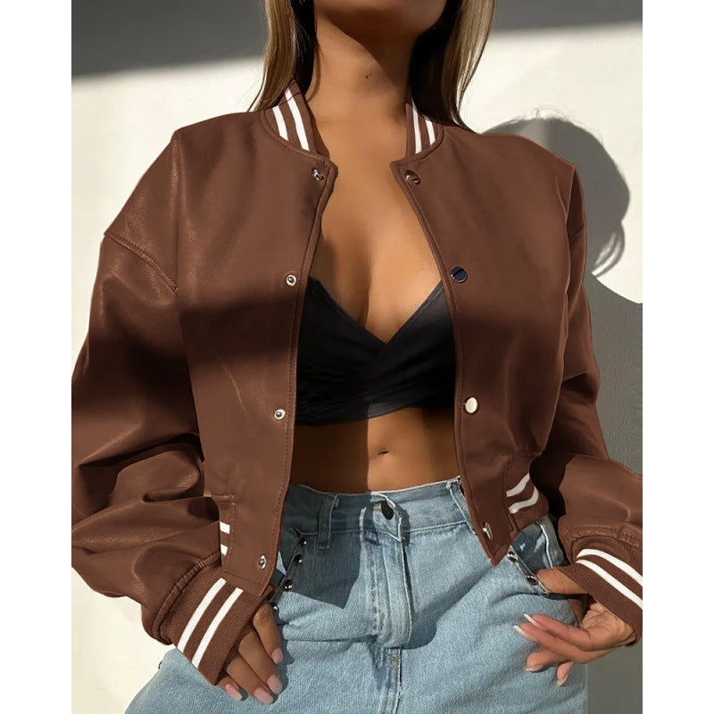 Independent station  new arrival long sleeves motorcycle fashion pu leather jacket small outwear