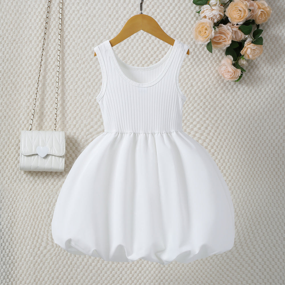 Girls' (toddler) dress, solid color summer outfit, sweet girl dress