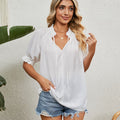 fashion cross-border trade  new independent station lace-up princess sleeve pleated chiffon top for women