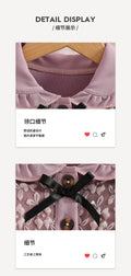 Exportgirldresslight pink doll collar long sleevesbowslong skirtautumkids waist a-line skirt