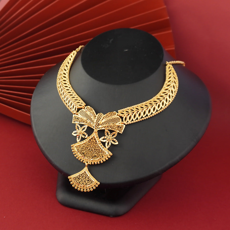 Middle eastern fashion trend star fan earring pendant necklace set - elegant, luxurious, and exquisite for women