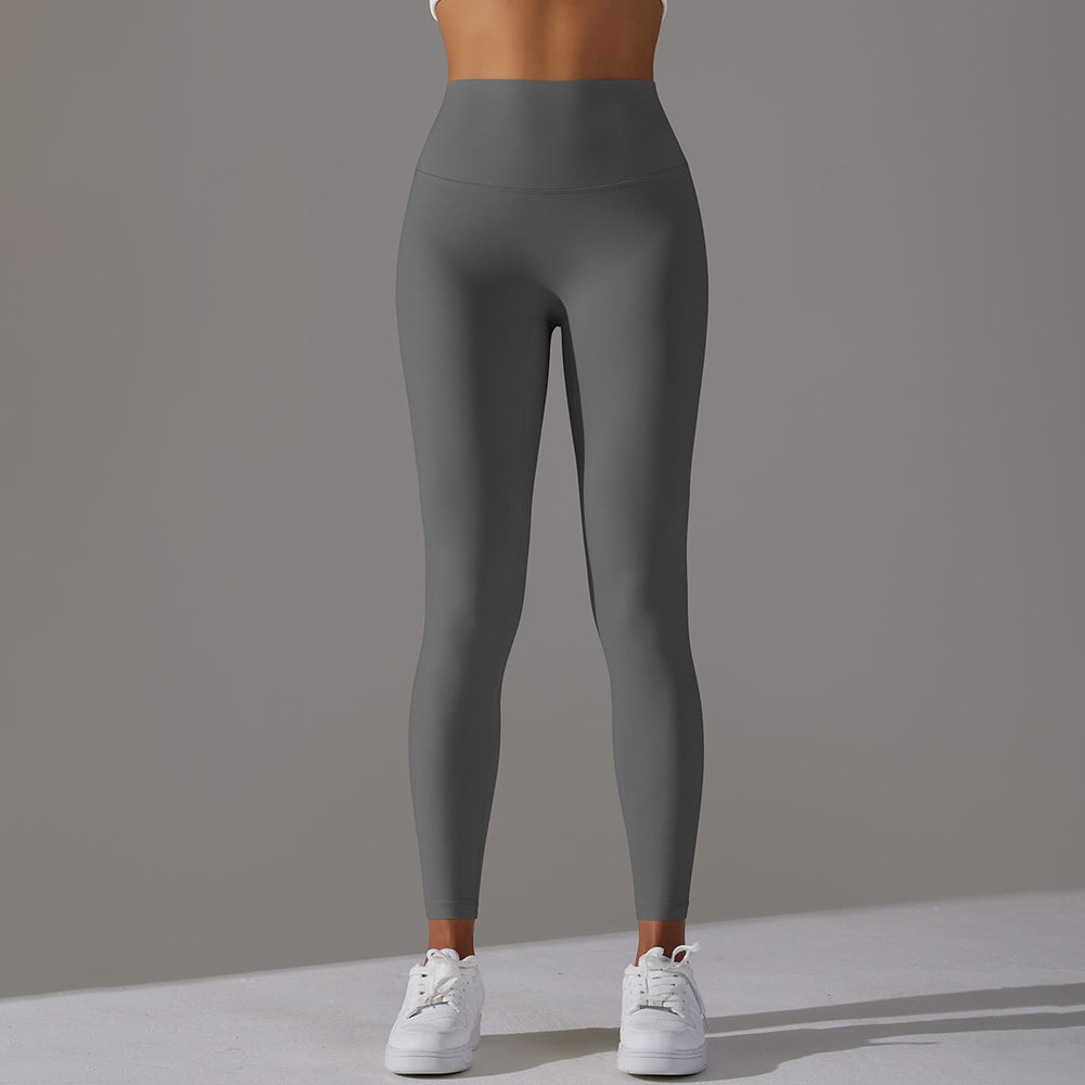 Fashionhigh waist tummy control nude yoga pants for women without embarrassing lines hip lifting elastic leggings peach sports fitness pants