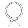 European and american cross-border jewelry amazon hot-selling bow necklace turquoise imitation pearl western cowboy style necklace