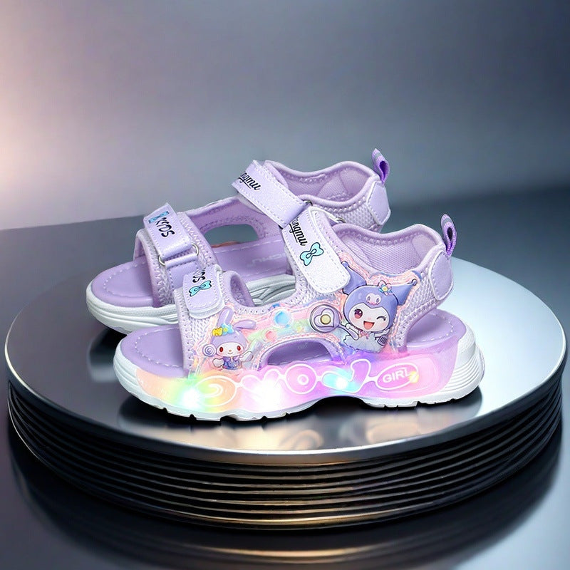 Girls' open-toe light-up sandals & slippers -  summer collection: soft sole, luminous, my melody princess style