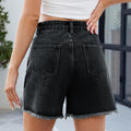 Fashion cross-border women's clothing  independent station new washed denim shorts  raw edge versatile slit hot pants
